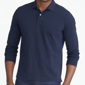 Untuckit pique navy Classic Long Sleeve Polo